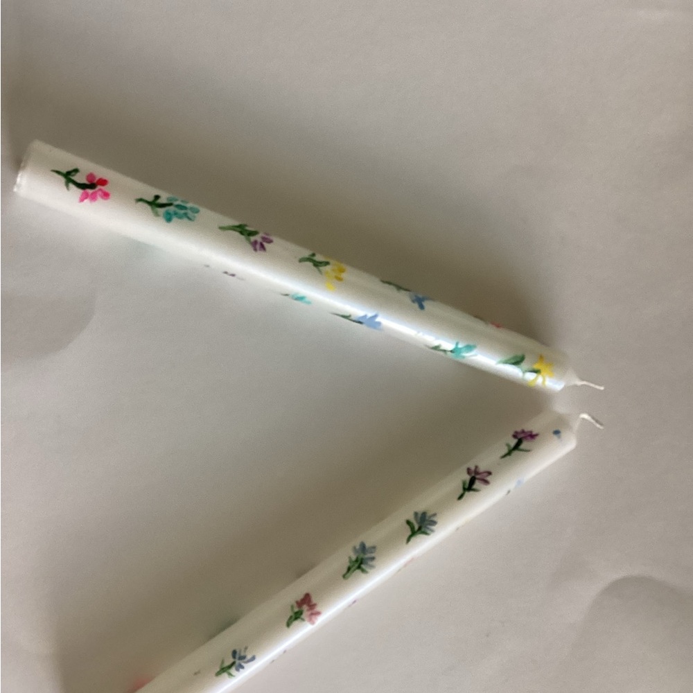 Hand Crafted Floral White Candles